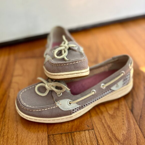 Sperry Canvas Angelfish Top Sider Gray Boat Shoes Women 7M - Picture 8 of 10